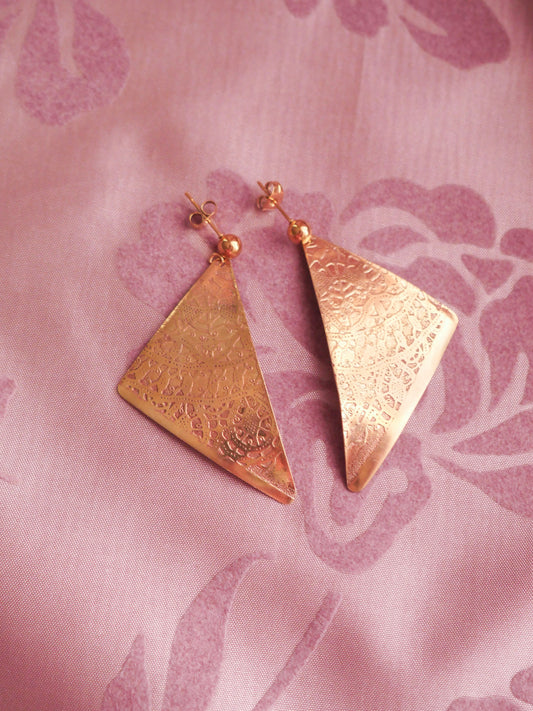 Pag Triangle Brass Earrings