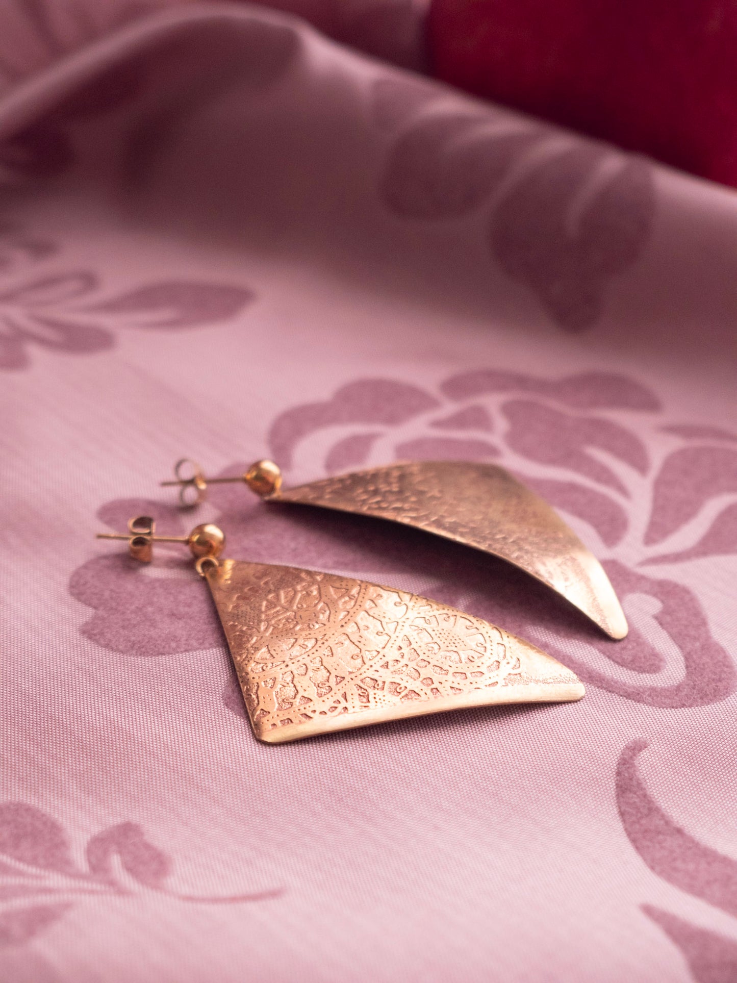 Pag Triangle Brass Earrings